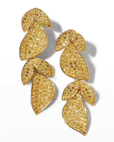 Shop Alexander Laut Yellow Gold Yellow Sapphire Leaf Earrings