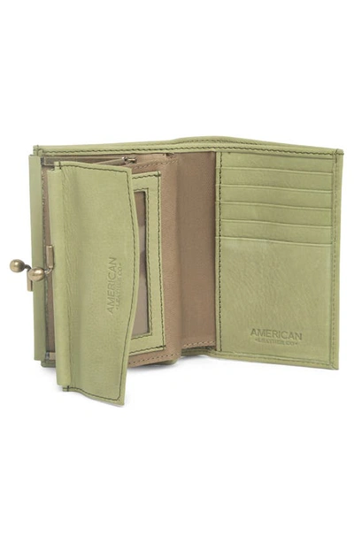 Shop American Leather Co. Dana Bifold Leather Wallet In Pottery Green