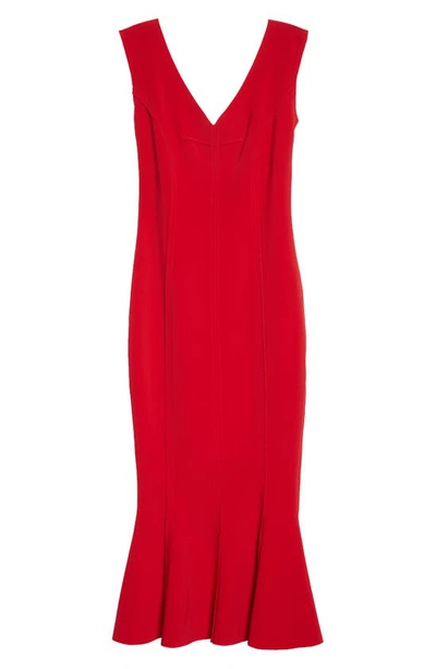 Shop Norma Kamali Grace Midi Trumpet Dress In Red