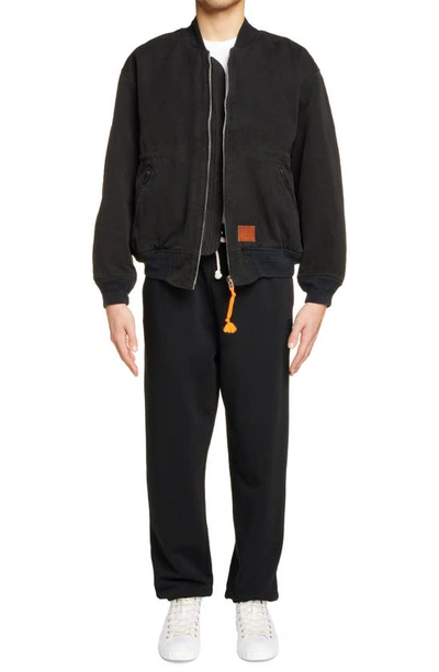 Shop Acne Studios Face Patch Cotton Fleece Sweatpants In Black