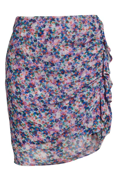Shop Veronica Beard Spencer Asymmetric Ruffle Silk Skirt In Cream Multi