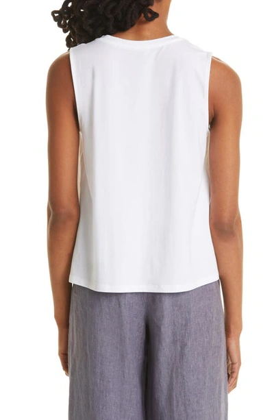 Eileen Fisher V-neck Stretch Jersey Tank In White
