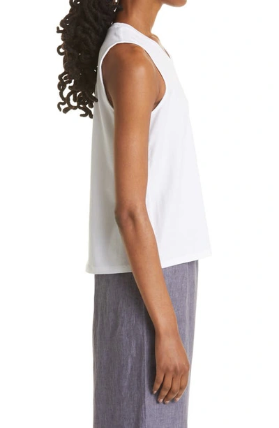 Eileen Fisher V-neck Stretch Jersey Tank In White