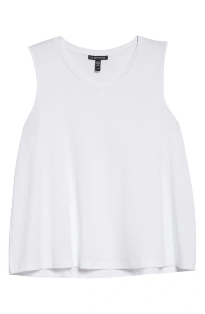 Eileen Fisher V-neck Stretch Jersey Tank In White