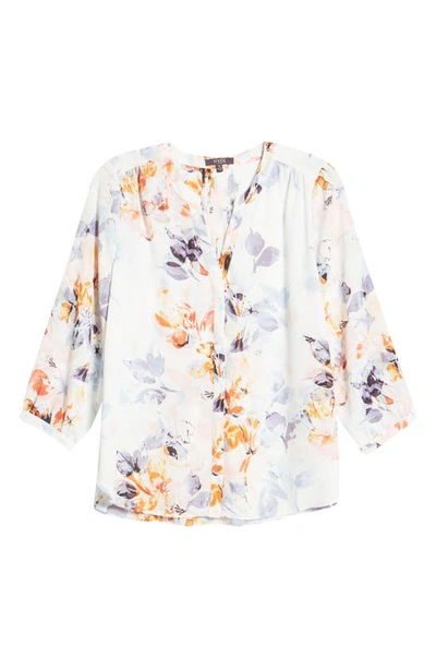 Shop Nydj High/low Crepe Blouse In Printemps