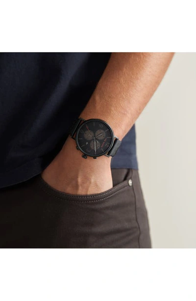 Ted Baker Barnett Backlight Chronograph Leather Strap Watch, 41mm In Black/ Black/ Black