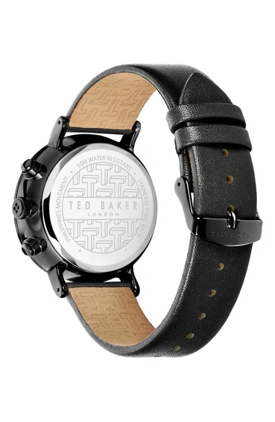 Ted Baker Barnett Backlight Chronograph Leather Strap Watch, 41mm In Black/ Black/ Black
