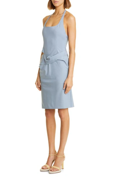 Shop Jacquemus Hielo Cutout Stretch Wool Halter Neck Minidress In Light Blue