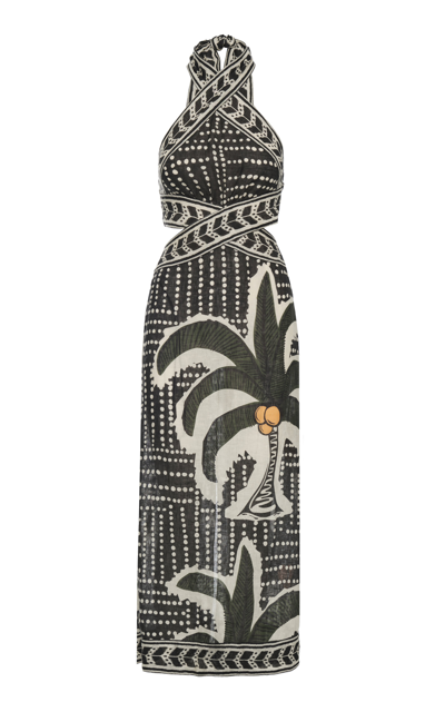 Shop Johanna Ortiz Heart Of The Jungle Linen Midi Dress In Print