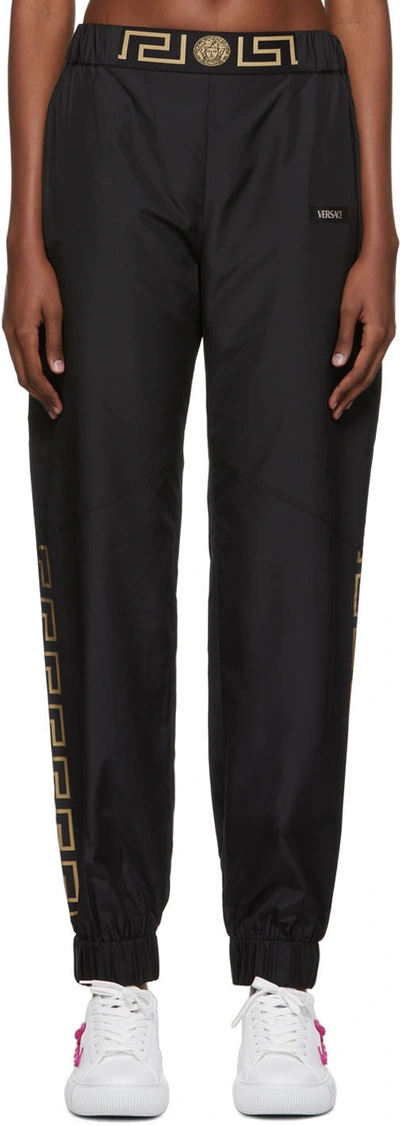Shop Versace Black Polyetser Sport Pants In 1b000 Black