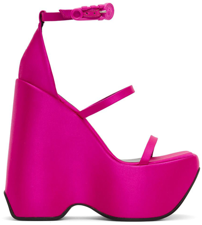 Shop Versace Pink Triplatform Heeled Sandals In 1pe80 Cerise-cerise