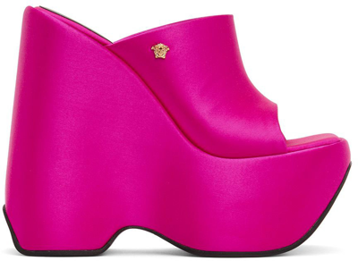 Shop Versace Pink Triplatform Mules In 1pe7v Cerise-
