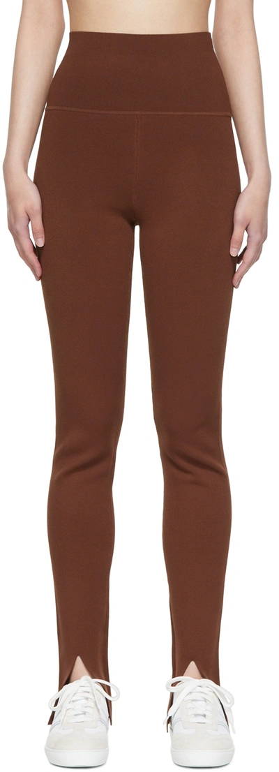 Shop Victoria Beckham Brown Body Split Front Leggings In 618 Brown