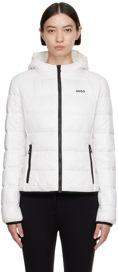 Shop Hugo White Nylon Jacket In 102 Natural