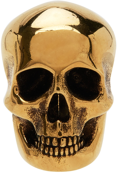 Shop Alexander Mcqueen Gold Skull Earring In 0448 A.gold