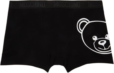 Shop Moschino Black Cotton Boxer Briefs In A0555 Black
