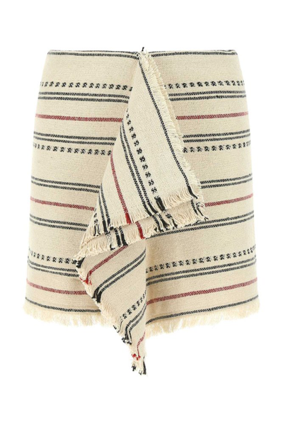 Shop Isabel Marant Étoile Jiloa Striped Frayed Hem Mini Skirt In Multi