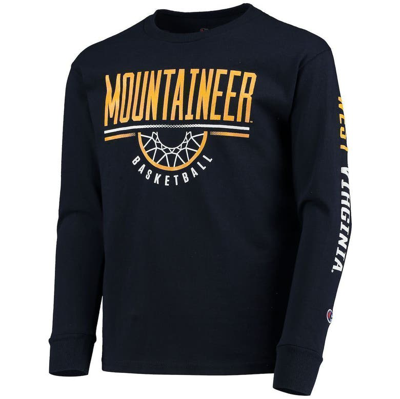 Shop Champion Youth  Navy West Virginia Mountaineers Basketball Long Sleeve T-shirt