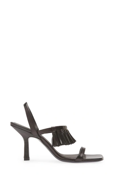 Shop Frame Borrego Leather Tassel Sandal In Noir
