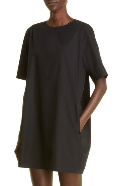 Shop Maria Mcmanus Organic Cotton Poplin Shift Minidress In Black Poplin