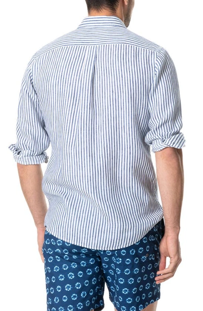 Rodd & Gunn Port Charles Stripe Linen Button-up Shirt In Deep Ocean