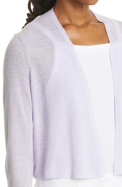 Shop Eileen Fisher Ribbed Organic Linen & Cotton Cardigan In Wisteria