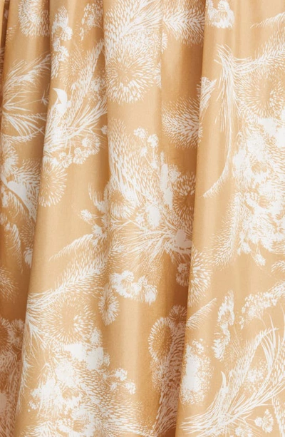 Vince Gathered Printed Silk Midi Skirt In 751lss-lt Sunseed