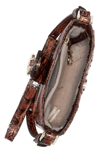 Shop Brahmin Marley Croc Embossed Leather Crossbody Bag In Pecan
