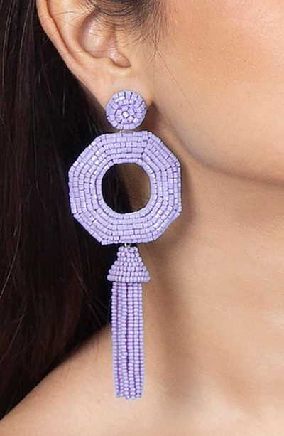 Shop Deepa Gurnani Isha Tassel Drop Earrings In Lavender