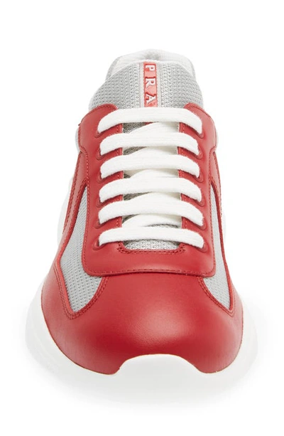 Shop Prada America's Cup Sneaker In Scarlatto/ Argento