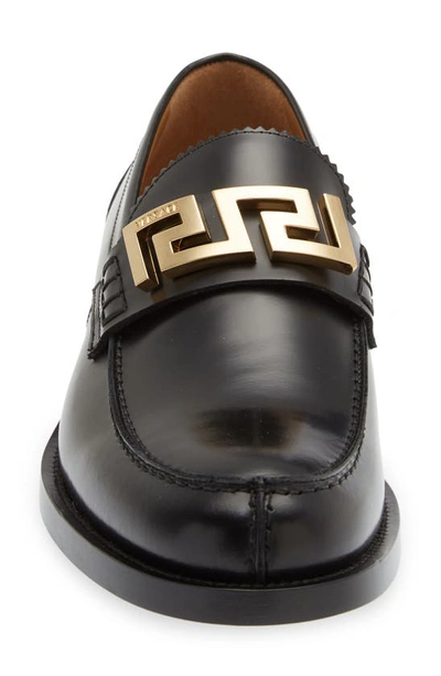 Shop Versace La Greca Loafer In Black- Gold