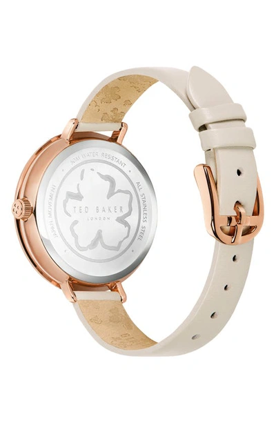 Shop Ted Baker Ammy Magnolia Leather Strap Watch, 37.5mm In Rose Gold/ Champagne/ Cream