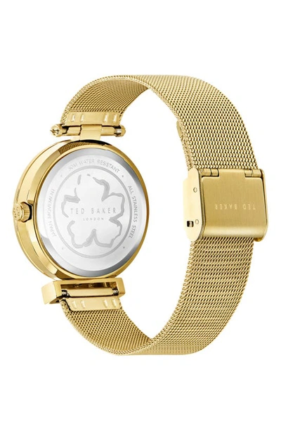 Shop Ted Baker Bow Mesh Strap Watch, 36mm In Gold/ Black/ Gold