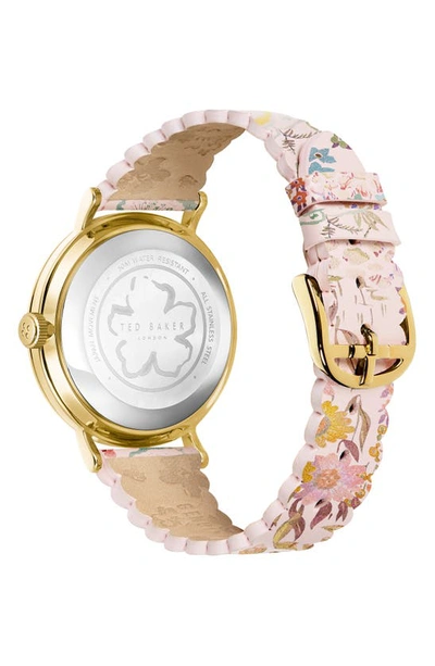 Shop Ted Baker Phylipa Retro Leather Strap Watch, 37mm In Gold/ Print/ Print