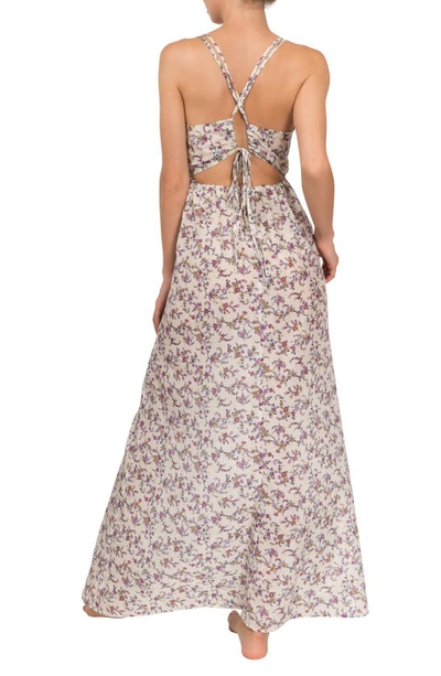 Shop Everyday Ritual Hazel Floral Print Cutout Sleeveless Nightgown In Meadow Print