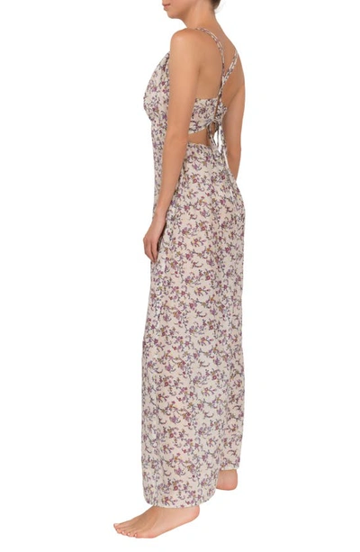 Shop Everyday Ritual Hazel Floral Print Cutout Sleeveless Nightgown In Meadow Print
