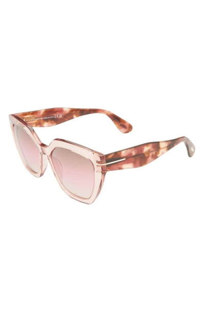 Shop Tom Ford Phobe 56mm Square Sunglasses In Shiny Pink / Gradient Brown