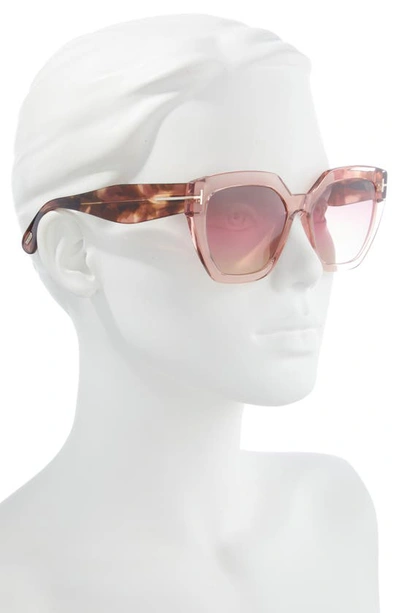 Shop Tom Ford Phobe 56mm Square Sunglasses In Shiny Pink / Gradient Brown