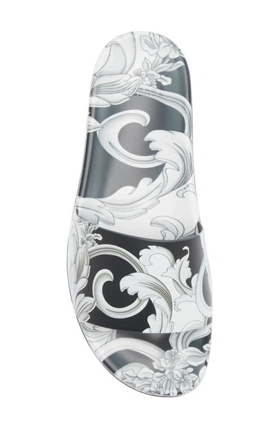 Shop Versace Barocco Slide Sandal In Black White