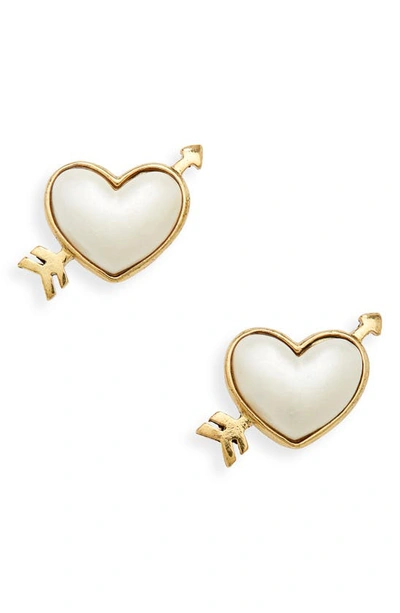 Shop Oscar De La Renta Sweetheart Imitation Pearl Stud Earrings