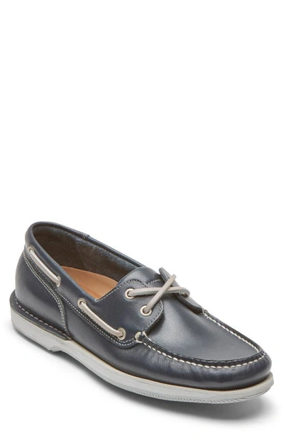 Shop Rockport 'perth' Boat Shoe In Navy Blue Leather