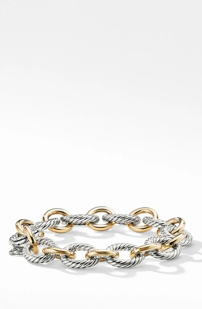 Shop David Yurman 'oval' Large Link Bracelet With Gold In Two Tone