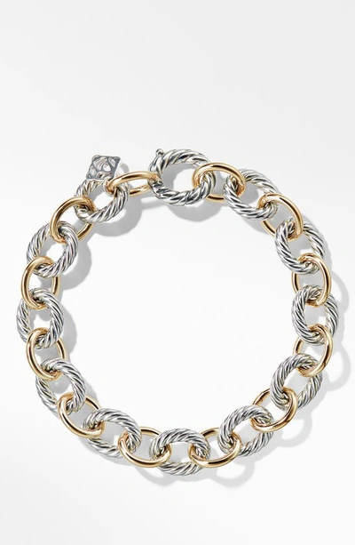 Shop David Yurman 'oval' Large Link Bracelet With Gold In Two Tone
