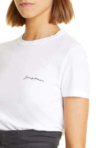 Shop Jacquemus Le Embroidered Logo Organic Cotton T-shirt In White