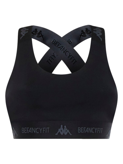 Shop Kappa X Befancyfit Logo Jacquard Sport Bra In Black