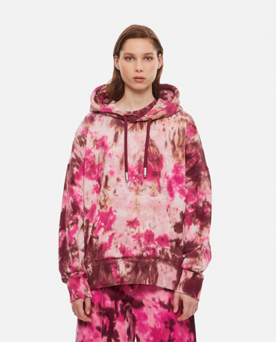 Shop Ami Alexandre Mattiussi Ami Paris Tie Dye Cotton Hoodie In Red