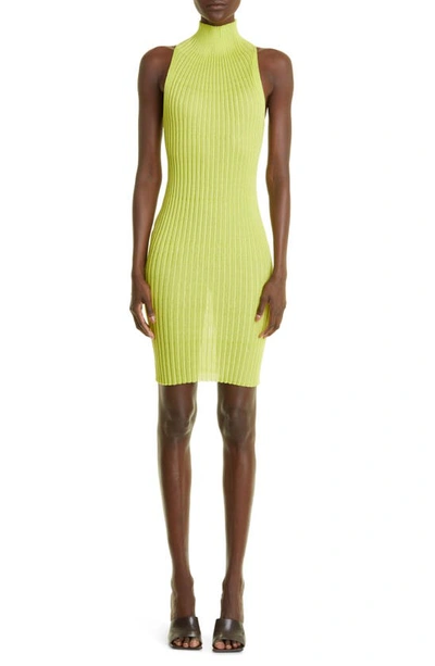 Shop A. Roege Hove Emma Ribbed Cotton Blend Body-con Dress In Lime