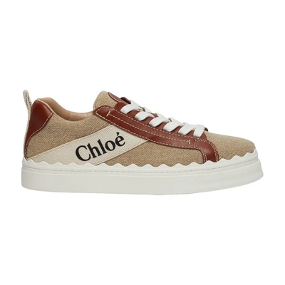Shop Chloé Lauren Sneakers In White Brown 1