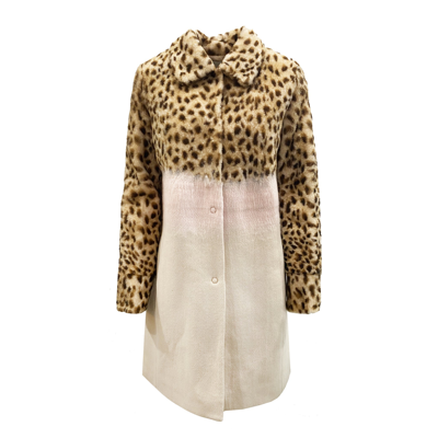 Shop Drome Leopard Sleeve Shearling Coat In Pink