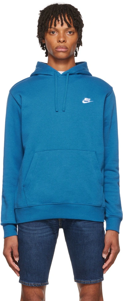 Nike Blue Sportswear Club Hoodie In Dk Marina Blue/dk Ma | ModeSens